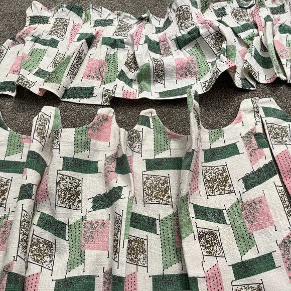 Mid-Century Bark Cloth Cafe Curtain Set - Picture 3 of 12